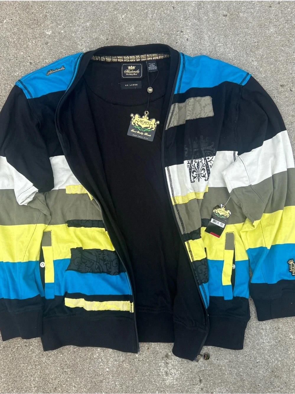 Vintage Y2K Akademiks 2XL Full Zip Track Jacket Colorblock NWT
